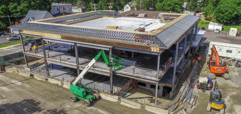 Arial shot of construction sight in June